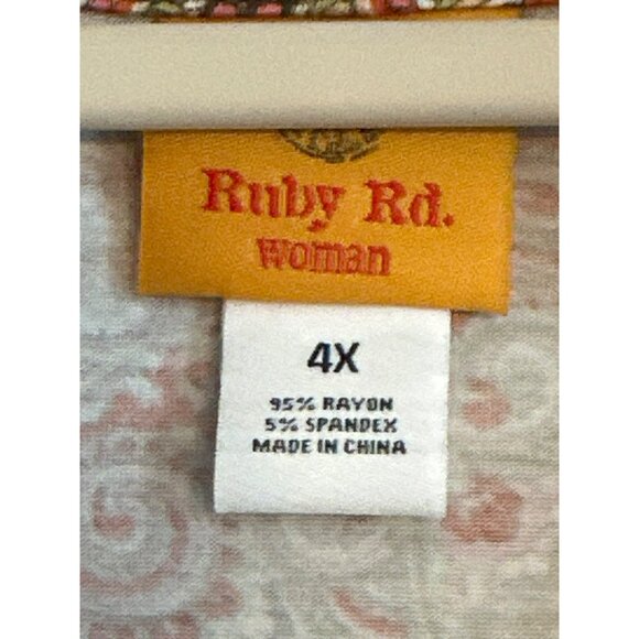 NWT Ruby Rd Womens 4X Cowl Neck Blouse Pink Stretchy Lightweight Top 25x28 Retro - Picture 5 of 7